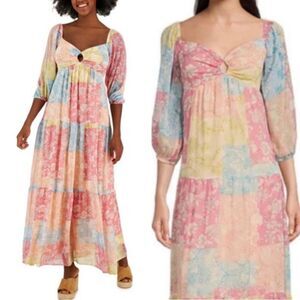 New TAYLOR Floral Patchwork Sweetheart Neckline Maxi Dress SIZE 14 Plus size